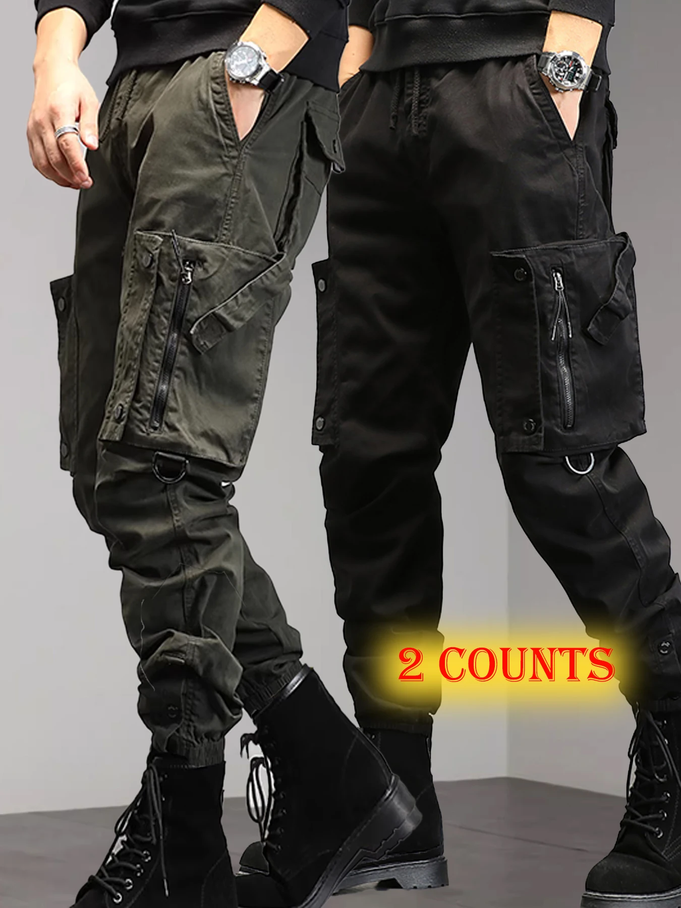 

Men's Cargo Pants Sweatpants Outdoor Loose Straight Long Trousers Summer Casual Multi-Pocket Durable Workwear Male Trousers