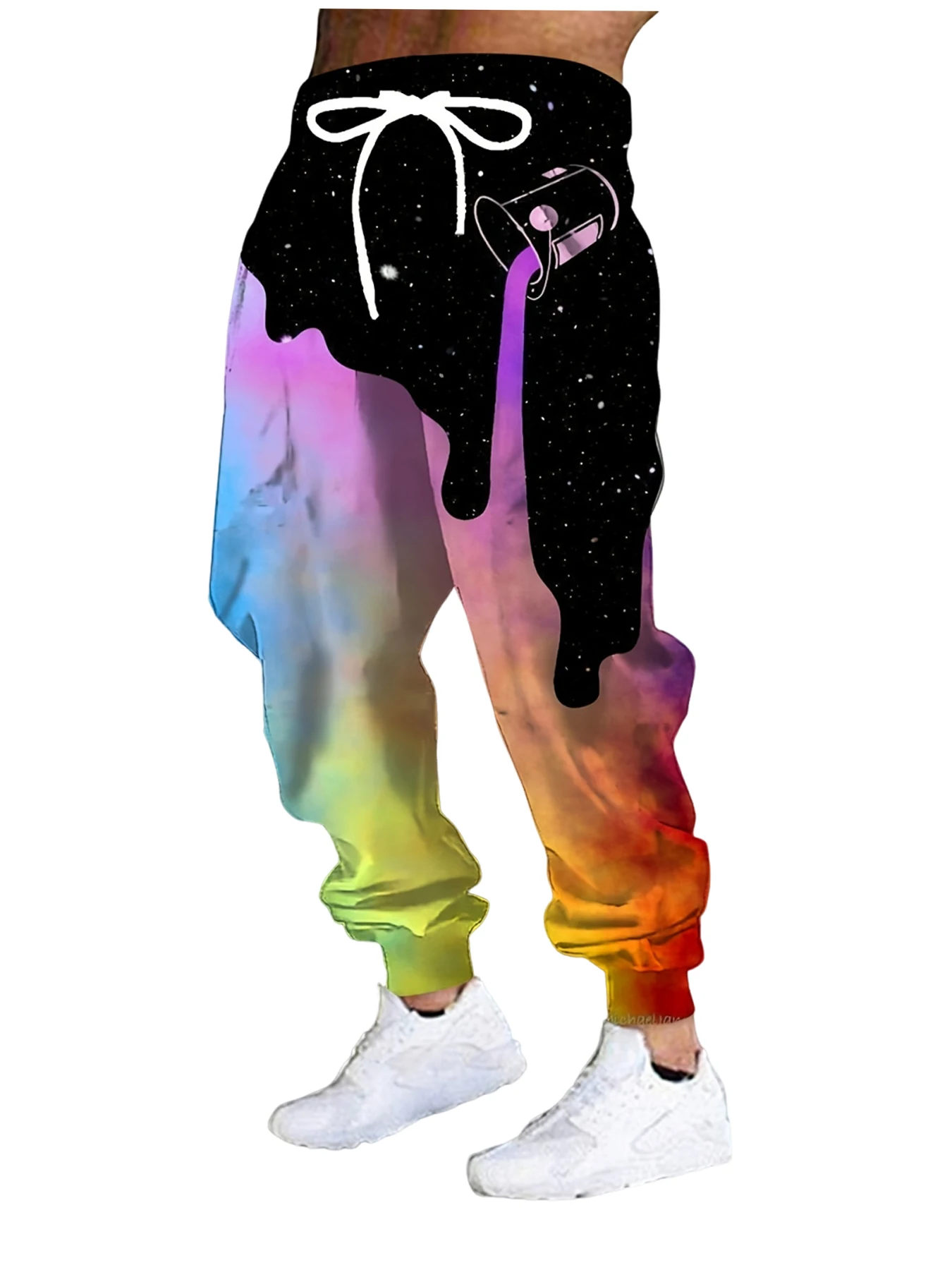 

Новые мужские повседневные брюки с 3D чашкой и принтом, уличные дышащие спортивные брюки, стильные уличные брюки на шнурке, мужские брюки с манжетами