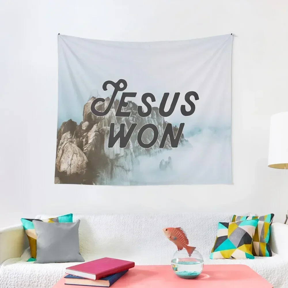 

Christian Bible Verse Quote Jesus Won Tapestry Wall Art Room Decoration Aesthetic Home Decorations Aesthetic Tapestry