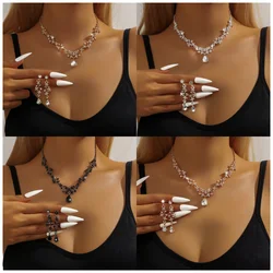 Cross border jewelry Yiwu bride rhinestone necklace earrings jewelry set women's banquet manufacturer wholesale jewelry