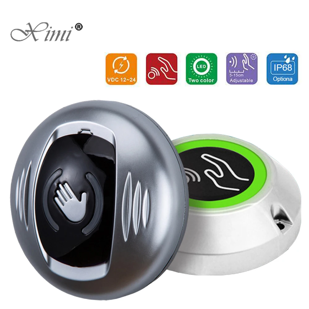 

12V/24V Waterproof Contactless No Touch Sensor Exit Switch Adjustable Induction Release Exit Button Access Control With LED