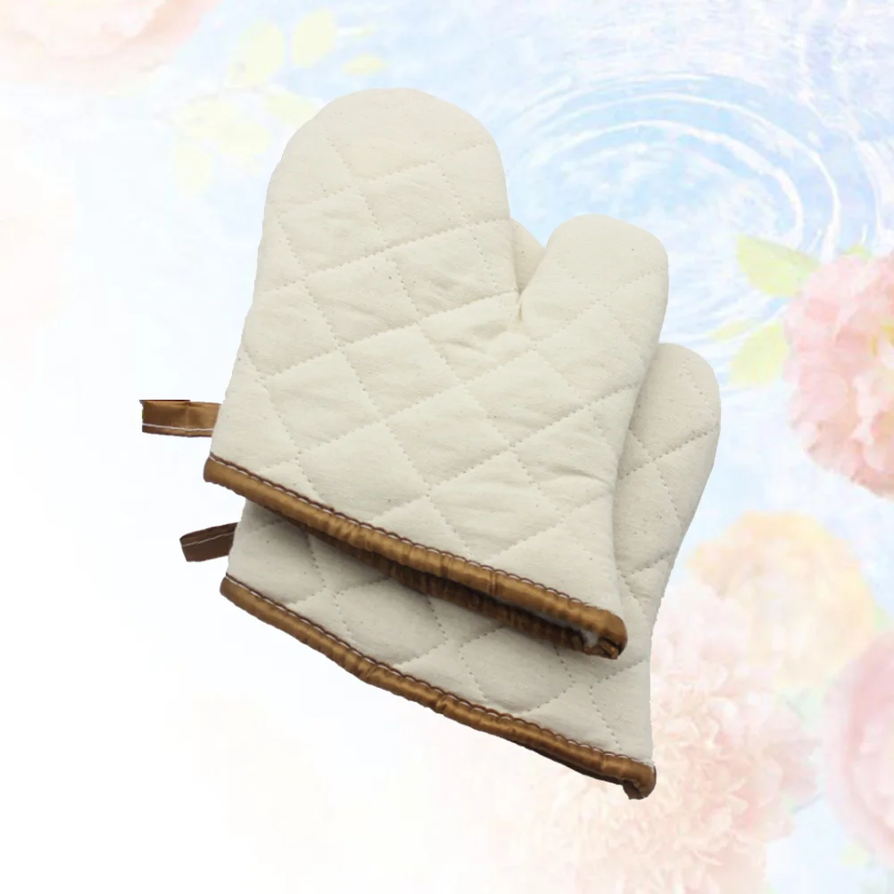 

2Pcs Oven Gloves Heat Resistant Anti-Scald Kitchen Microwave Cooking Baking Gloves Premium Cotton Heat Insulation Flexible