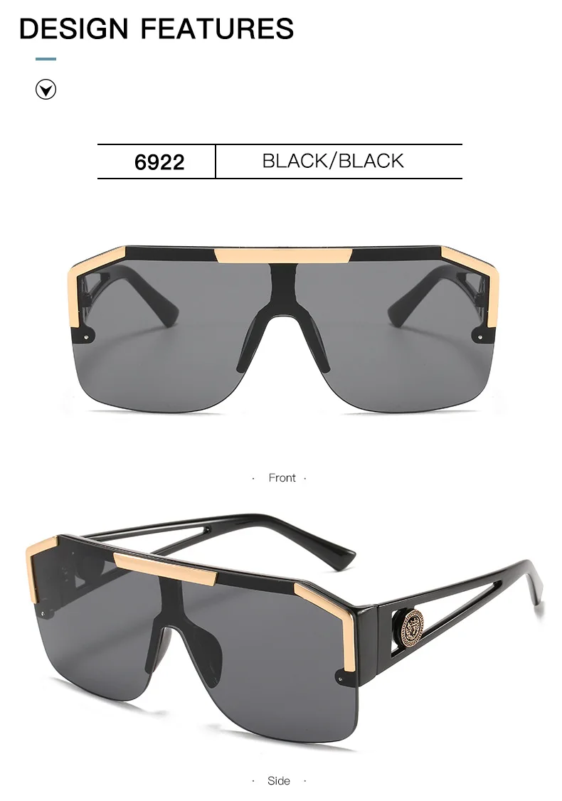 Neue Luxus übergroße Männer Sonnenbrille Marke Designer Sonnenbrille für Frauen Mode Farbverlauf quadratische Farben – Detail 10