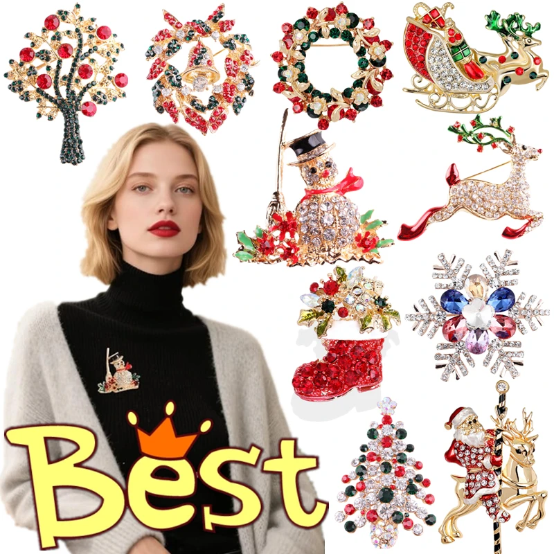 Nieuwe Mode Luxe Prachtige Kerst Broche Pin Sneeuwpop Kerstman Boot Garland Sieraden Geschenken Kerst Decoratie Broches