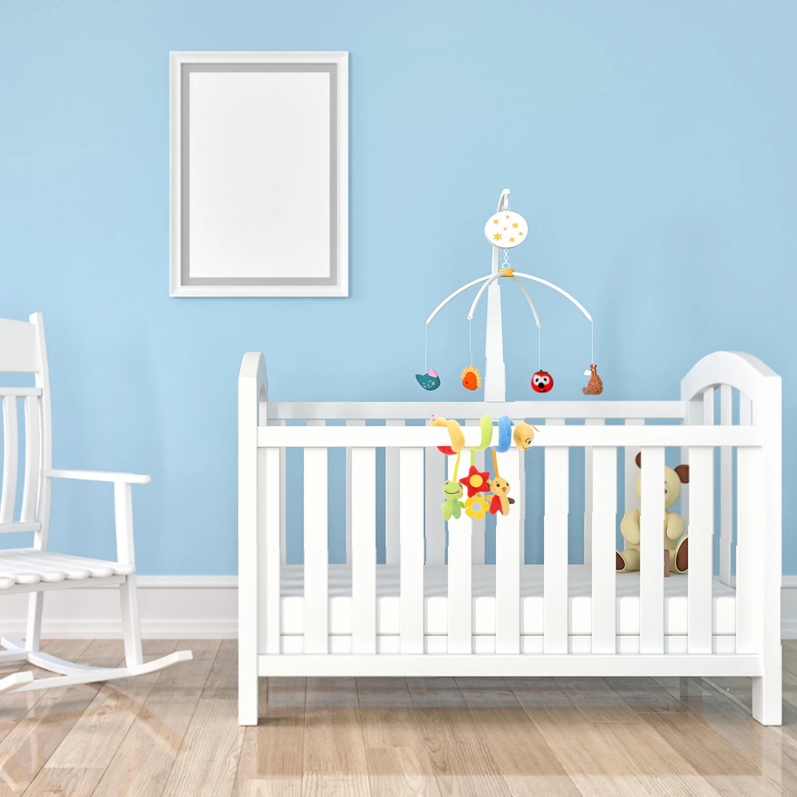 مقعد سرير السيارة المعلق على شكل حلزوني للأطفال، نشاط مهدئ، عربة أطفال مريحة للتطوير الحسي، سجادة لعب للتعليم المبكر للرضع #6