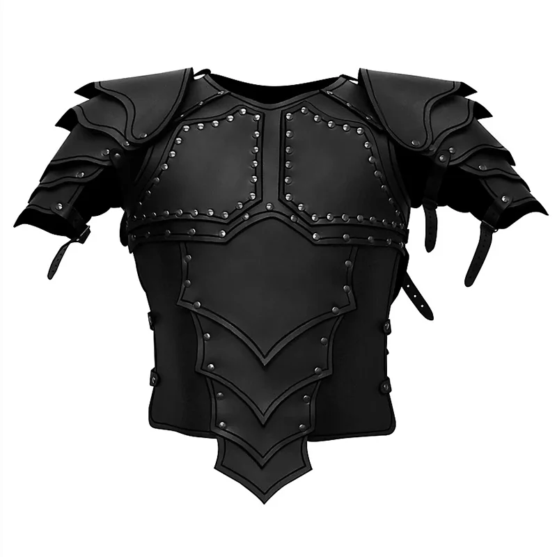 Mens Medieval Viking Knight Pirate Costume Body Shoulder Armor Set Steampunk Leather Vest Armour Larp Cosplay Outfit Pauldrons - view 2