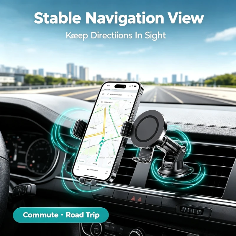 Supporto magnetico stabile per telefono da auto QDER, installazione su presa d'aria, rotazione regolabile a 360 gradi, mini staffa magnetica universal