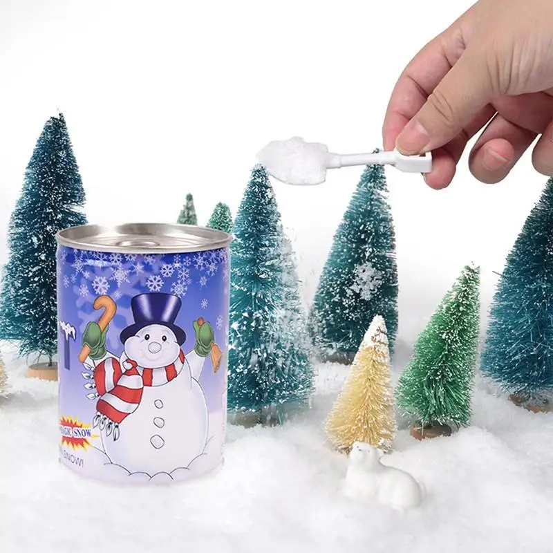 Christmas Fake Snow Decor 6 Pieces Snow Decor Artificial Snow Canister Design Creative Fake Snow Resin Christmas Tree Decoration