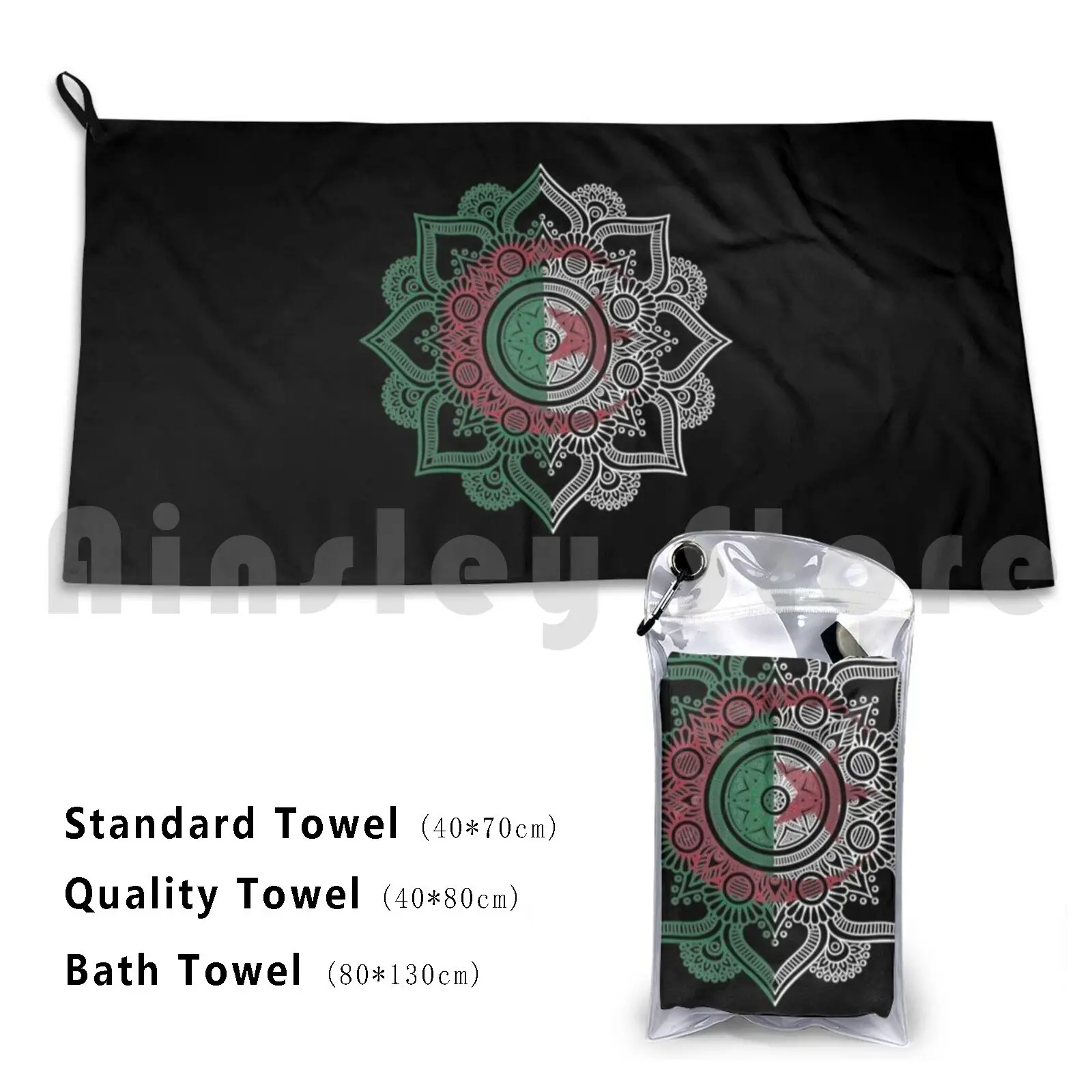 I Love Algeria Mandela Flag Of Algeria-Gift For Algerian From Algeria Bath Towel Beach Cushion Algeria