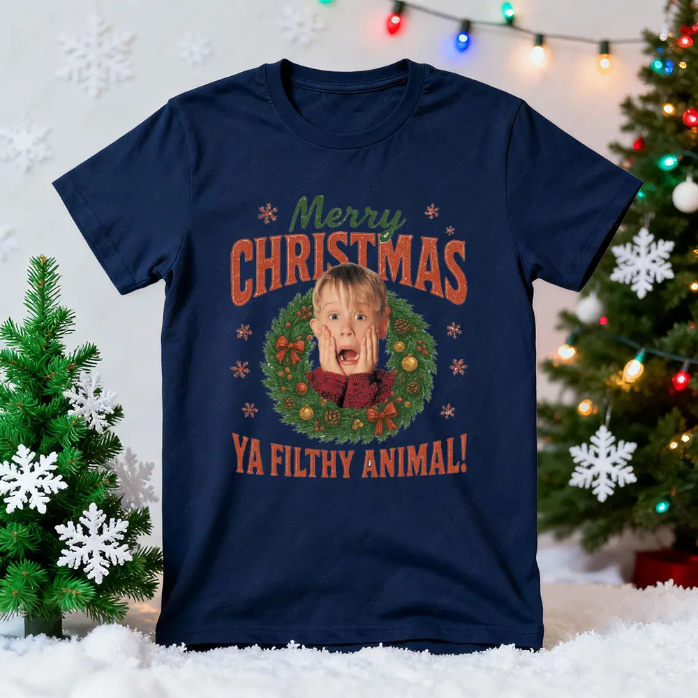 McCallister Home Alone النساء الرجال القطن تي شيرت عيد ميلاد سعيد الصيف قميص أعلى هدية الكريسماس عيد الميلاد فيلم قمم تي شيرت #5