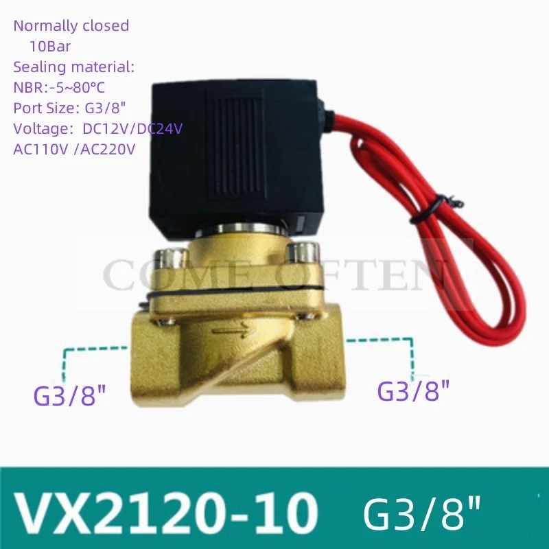 

10Bar 2-Position 2-Way VX2120-X64 Solenoid Valve VX2120-08 Normally Closed Gas Valve Water Brass Valve Oil Valve Ac220vdc24v