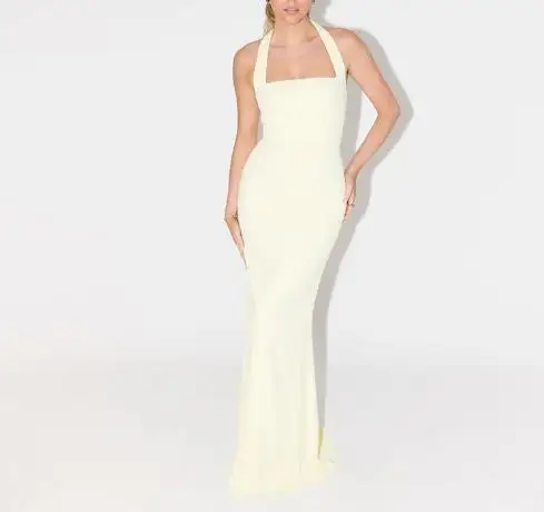 

Sexy Women's Dress Hanging Neck Tie Square Neck Bodycon Dress Solid Color Sexy Sleeveless Summer Women's Casual Vacation Dress