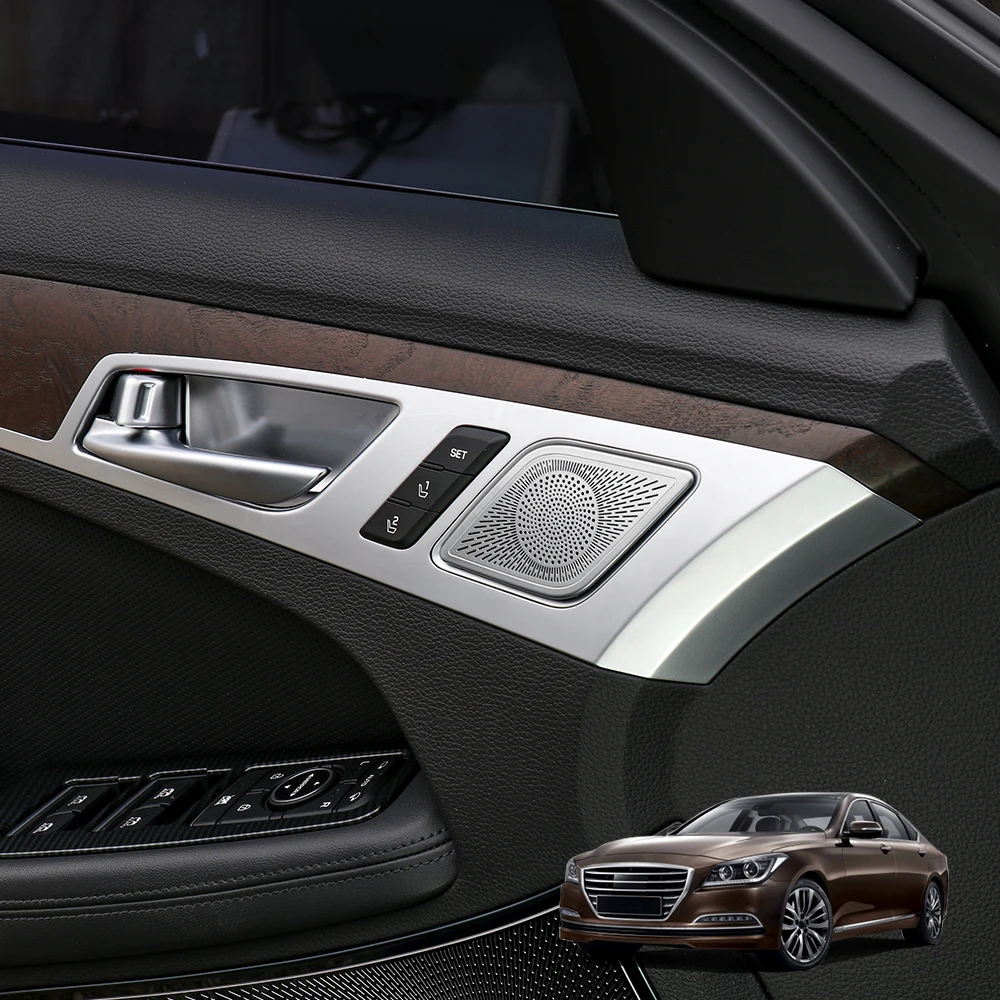 

4PCS Car Stainless Steel Interior Door Tweeter Speaker Protective Covers for Genesis G80 DH 2015-2020 LHD/RHD Interior Accessory