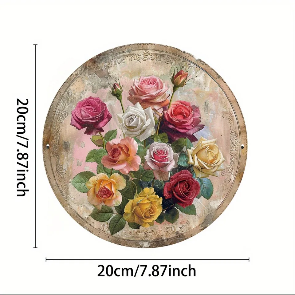 Vintage Rose Metal Wall Decor Rustproof Aluminum 8x8in Victoria