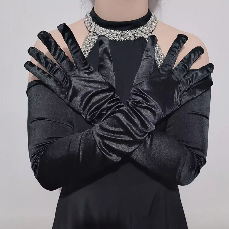 Women 70CM Lengthen Satin Gloves Opera Performance Clothing Accessories Long Mittens Elegant Wedding Evening Party Etiquette image 3