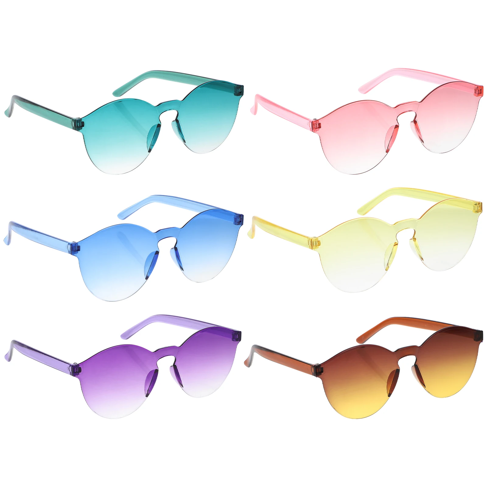 

6 Pcs Gradient Color Sunglasses Fashion Stylish Photo Props 2023 European American Rimless Holiday Daily Wear Men Women