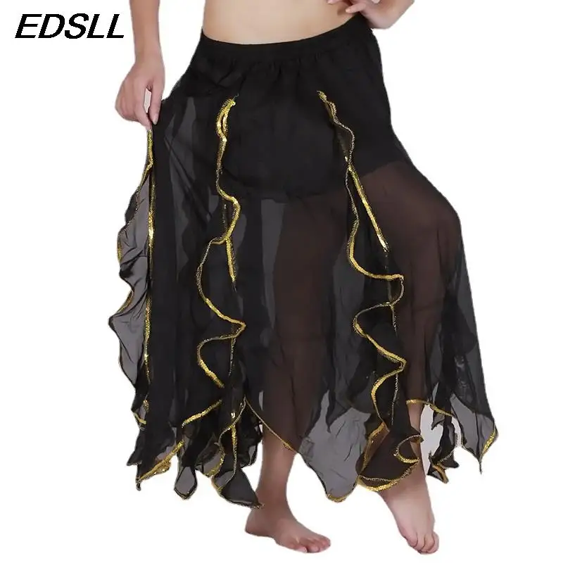 Woman's Belly Dance Skirt Indian Dance Practice Half Dress Ciffon Belly Dancer Costumes Layered Skirt Party Festival Costume