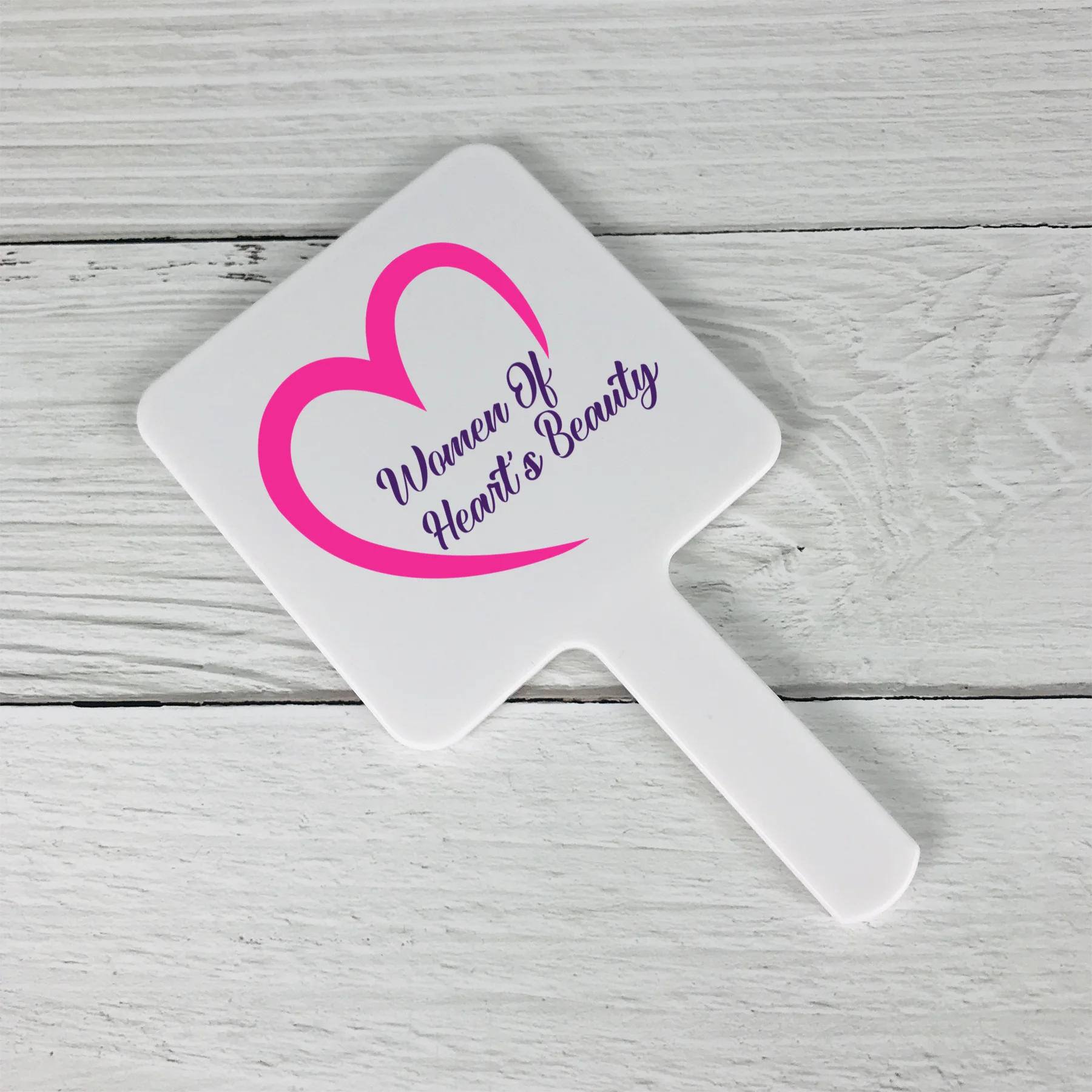 Handheld Heart Mirror SPA Salon Makeup Customic Pink Mirror Portable Plastic Customize BrandLogo Travel Mirror for Women Girls