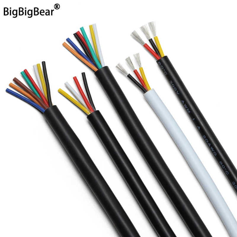 2-10m UL2464 Multi-Core Wire 30 28 26 24 22 20 18 16 14AWG/2 3 4 5 6 7 8 9 10Cores Channel Audio Power Cable Sheathed Wires