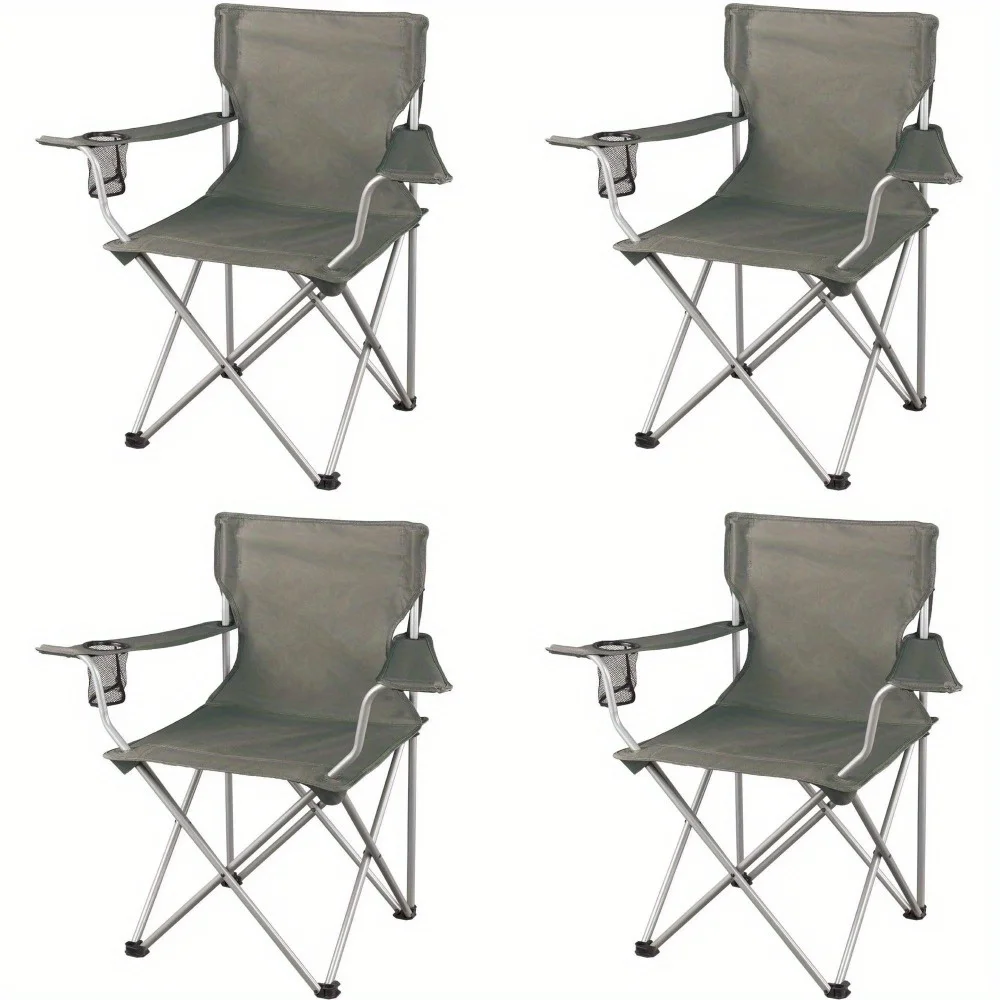 

Classic Adult Folding Camp Chairs with Mesh Cup Holder, Set of 4