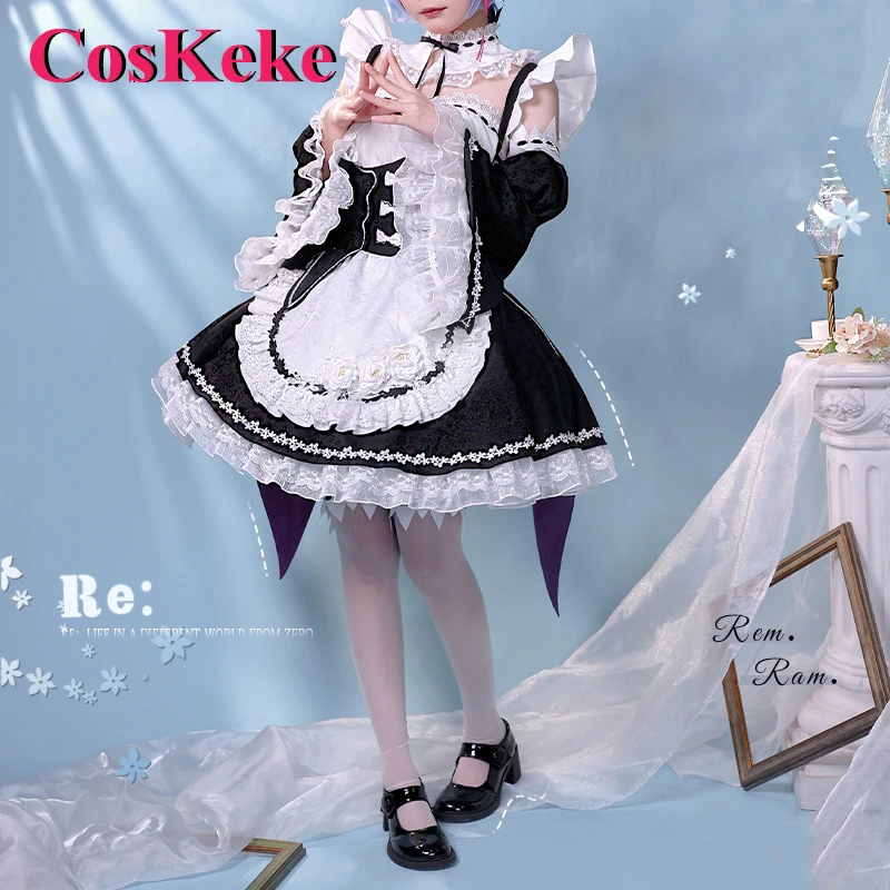 

CosKeKe Rem Cosplay Costume Anime Re:Life In A Different World From Zero Elegant Sweet Maid Dress Women Party Role Play Clothing