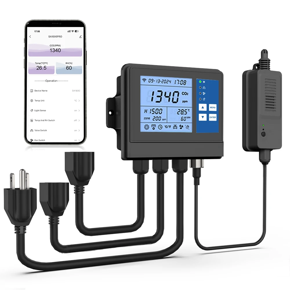 

Контроллер климата Wi-Fi Контроллер для выращивания комнаты с температурой CO2 и влажностью для выращивания грибов Wi-Fi для управления теплицей