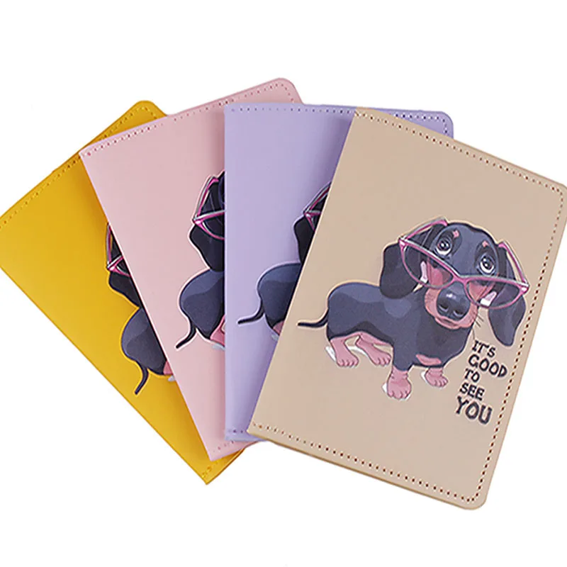 Fashion Cute Dog Print Passport Cover Hot Stamping World Map Women Men Travel Wedding Passport Cover Holder Fashion Wedding Gift