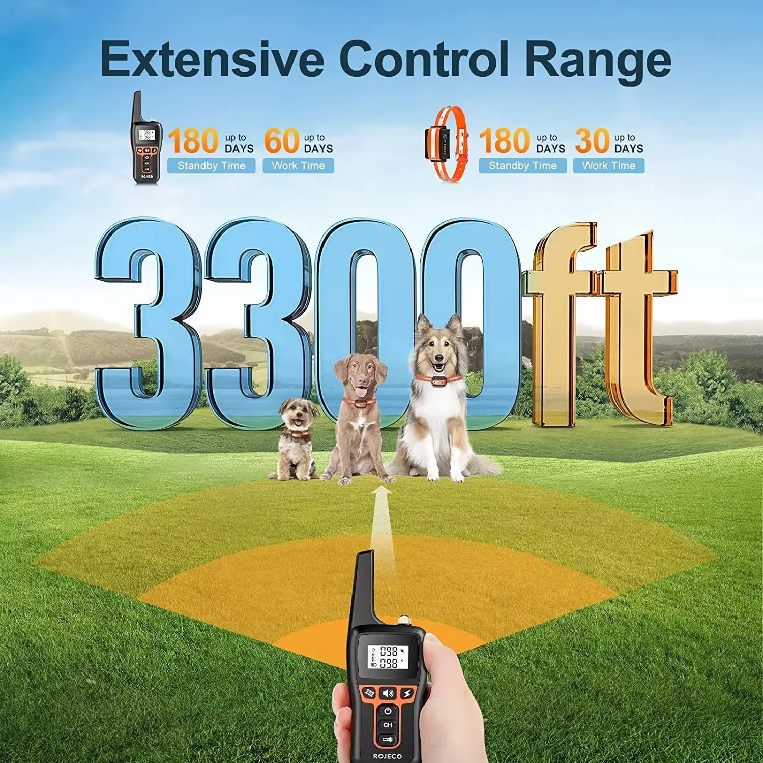 1000m Electric Dog Training Collar Remote Control Waterproof Rechargeable Pet Dog Bark Stop Shock Collar Electric Shocker view 3