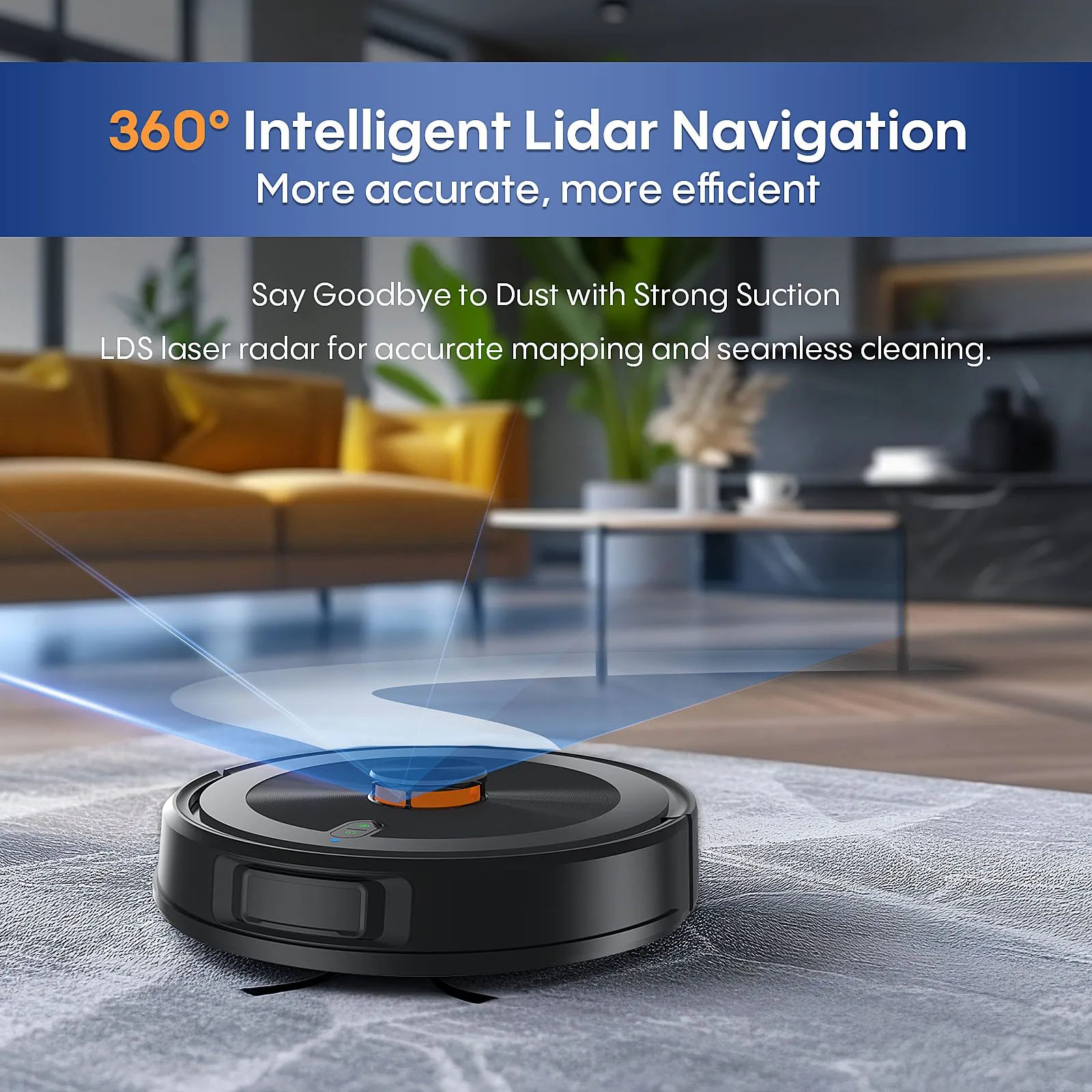 Smart Robot Vacuum Cleaner with Laser Navigation Wet Dry Floor Cleaning for Hotels Battery Powered Emptying Dustbin