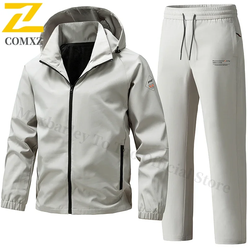 Men Sportswear Sets Spring Autumn 2025 Jogging Tracksuit Hooded Jacket+Pant Sweatsuit Junior Men's 2-piece Outdoor Running Sets