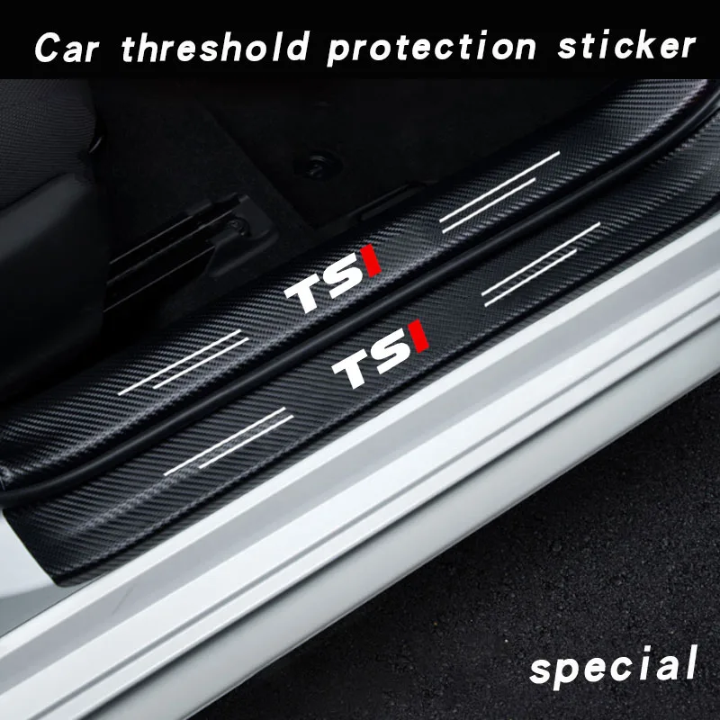 Carbon Door Sill Plate Protector Sticker For Volkswagen VW TSI TDI APR Polo 5 6 Bora Jetta Passat B5 Golf 7 MK5 Beetle 3B tiguan view 4