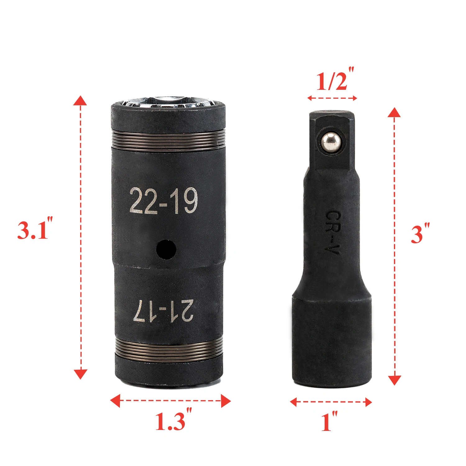Juego de enchufes de impacto para neumáticos, 2 piezas, 4 en 1, 1/2, con giro de impacto de accionamiento y barra de extensión de 3 pulgadas, nueva patente