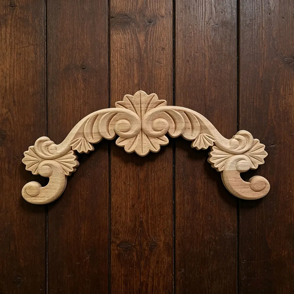

2PCS Woodcarving Wooden Decal Carving Lines Wood Applique Rose Rubber Home Wall Door Decoration Accessories Cabinet Decorations