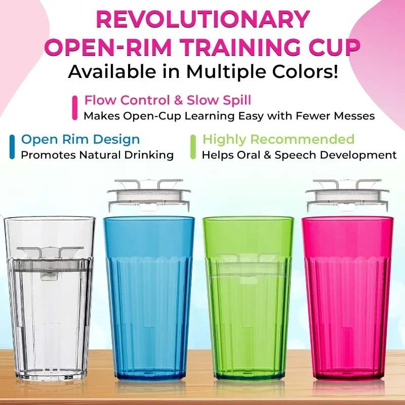 1pc Smart Cup Bundle Montessori Weaning Training for Toddlers, Slow-Spill Open-Cup Design, 360 Rim Flow-Control,BPA-Free