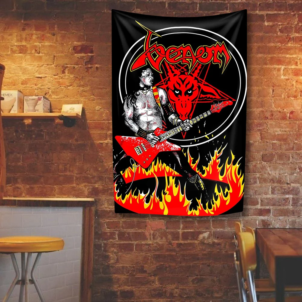 Venoms Black Metal Tapestry Rock Music Poster Prints Flag Wall Hanging College Dorm Bedroom Background Concert Banner Fans Gift