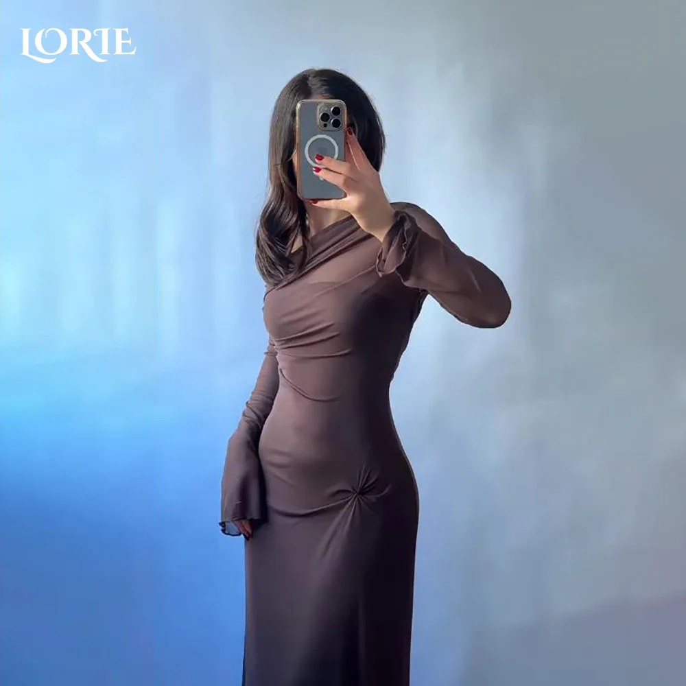 

LORIE Lace Saudi Party Dress Off Shoulder High Slit A-Line Evening Dress Prom Dress Chiffon Illusion Party Gown Club Customized