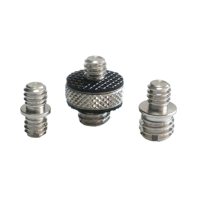 2/4PCS Stainless Steel Double Head Transfer Screws 1/4-20 to 3/8-16 Thread Adapter Monopod Male to Male Conversion Screws