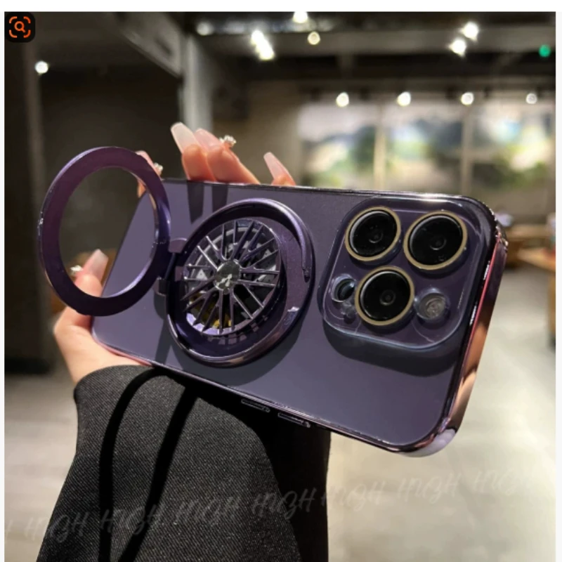 

Suitable for iPhone 15 Gyro Rotating Stand Phone Case 14 Promax Crystal Lens 13 12 Promax Magnetic Suction 11 Protection Cover