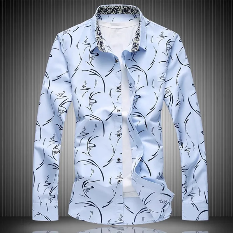 2024 New Men\'s Shirt Large Size Business Leisure Print Long Sleeve Shirts Men Brand Casual Shirt 5XL 6XL 7XL