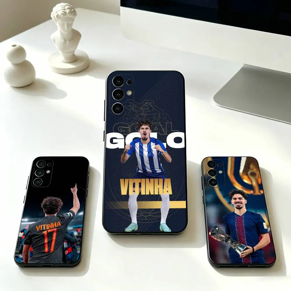 Capa de Telefone do Estrela do Futebol V-Vitinha Ferreira para Samsung S25, S24, S21, S22, S23, S30, Ultra, S20, Plus, Fe, Lite, Note, 10, Capa Preta
