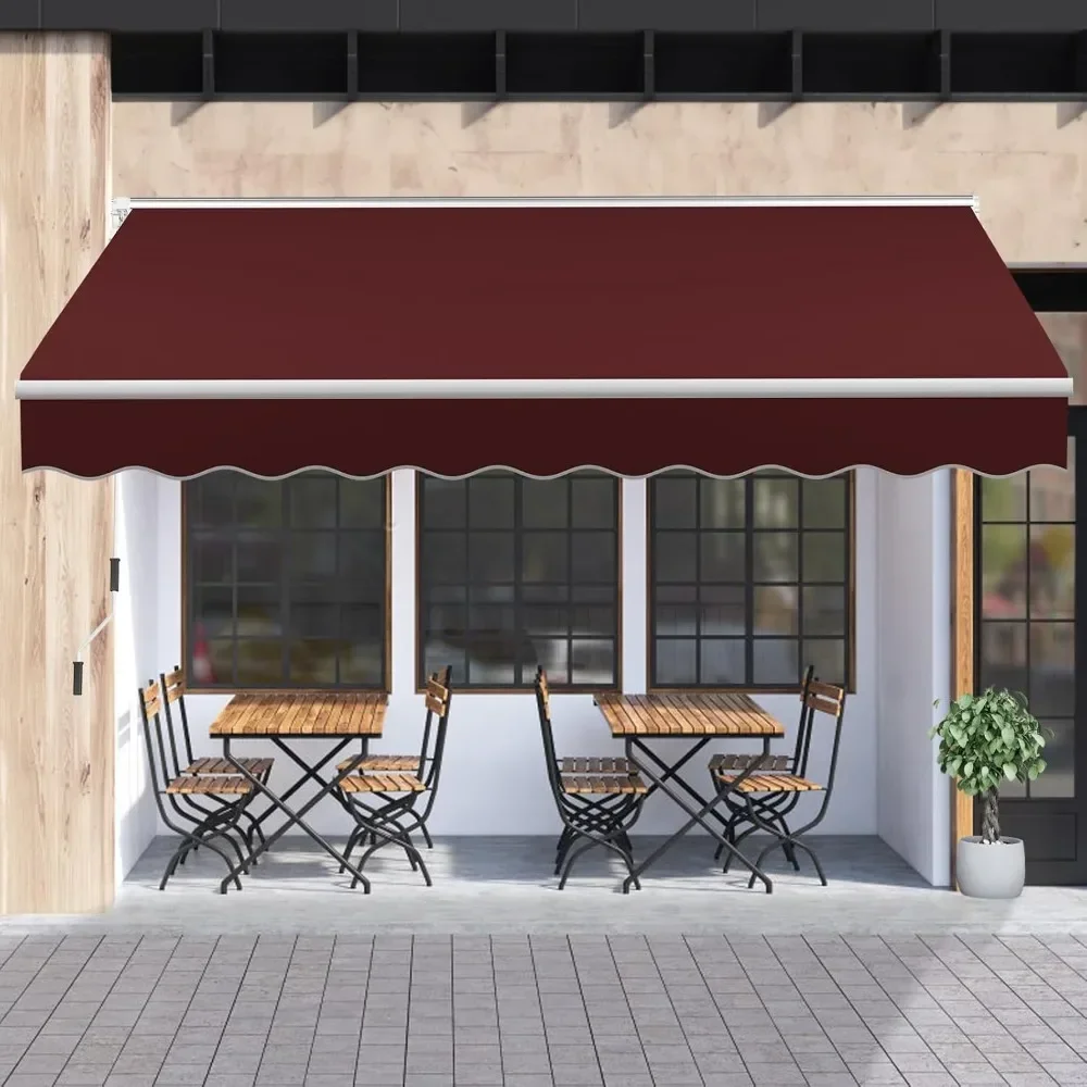 

13.1' X 8.2' Terrace Retractable Awning, with Hand Crank/Waterproof 280g/m² Polyester, Outdoor Open Air Awning