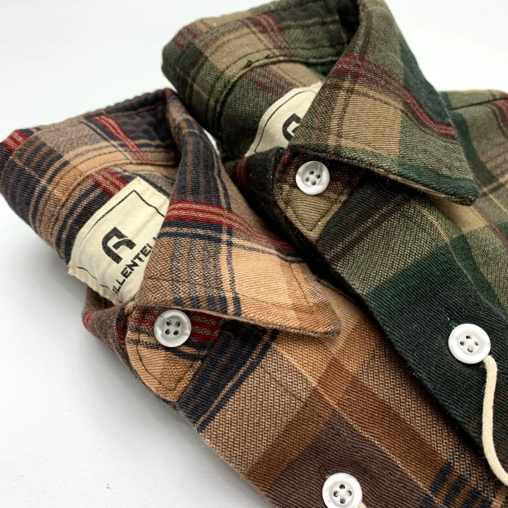 

100% cotton plaid shirt men's Japanese retro spring style loose casual long-sleeved shirt