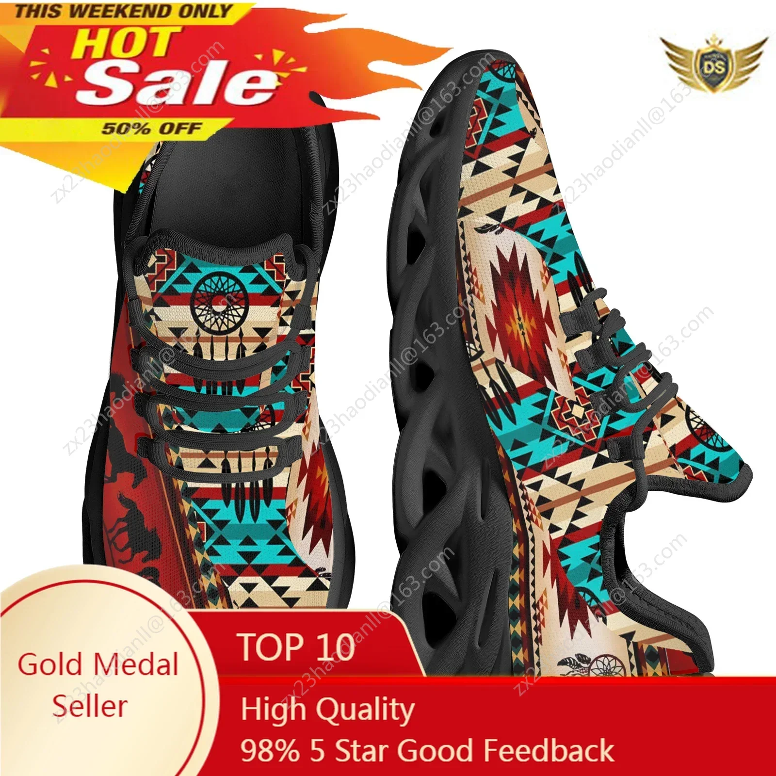 

Ethnic Tribal Aztec Pattern Lightweight Lace Up Mesh Shoes Women's Tribal Horse Totem Shoes Platform Sneaker Zapatos