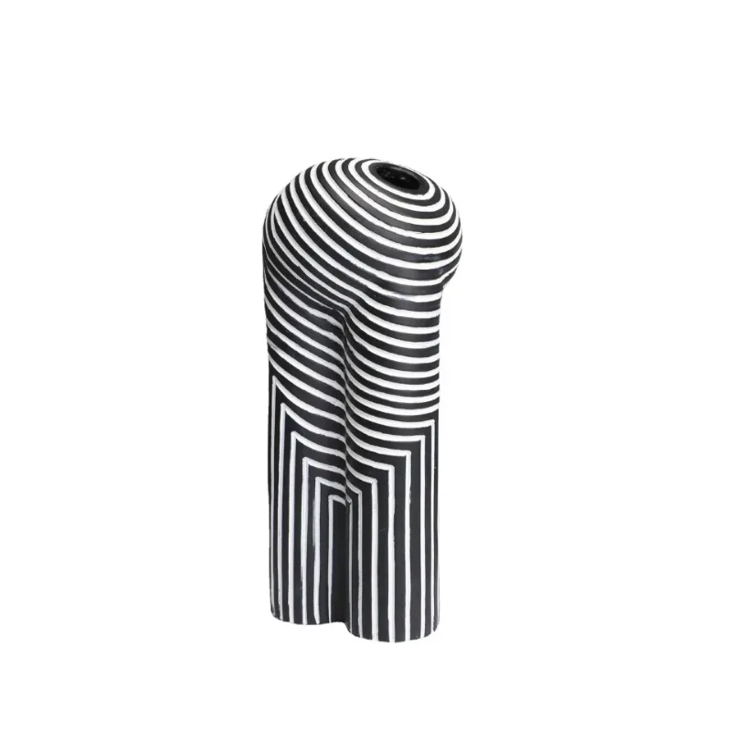 Creative Resin Vase Black and White Striped Flowerware Abstract Geometry Crafts Home Furnishing Decoration Terrarium Vases Pots