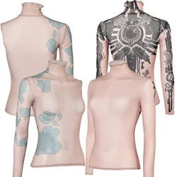 Arcane Jinx Shirt Cosplay Costume LoL Disguise Vi Tight Tattoo Printed Tops Roleplay Outfits Halloween Carnival Party Suit