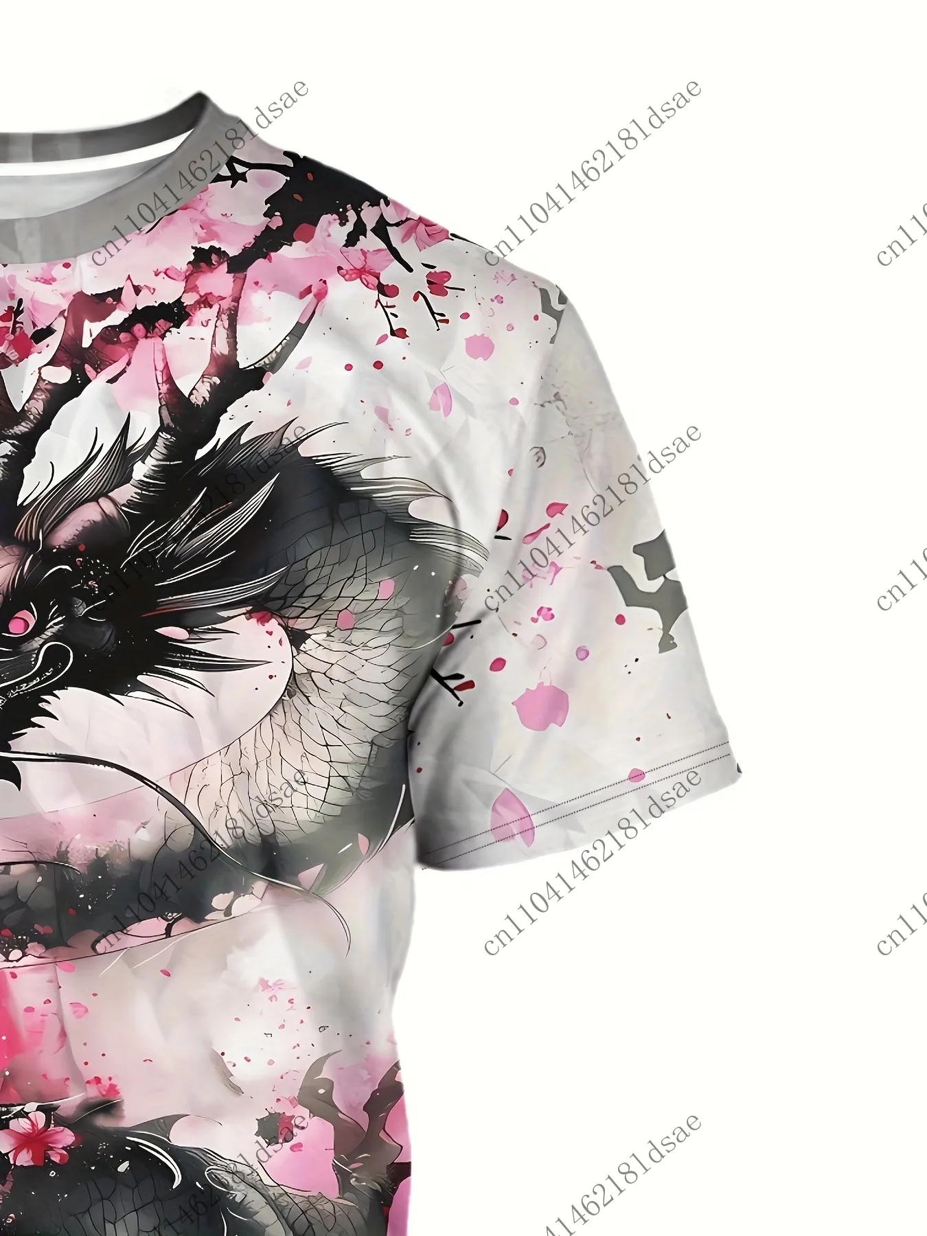 تي شيرت مطبوع ثلاثي الأبعاد ملابس الصيف قصيرة الأكمام بلايز قصيرة أنيمي تيز البوليستر الرجال طباعة طلاء حبر نمط الخوخ التنين #6