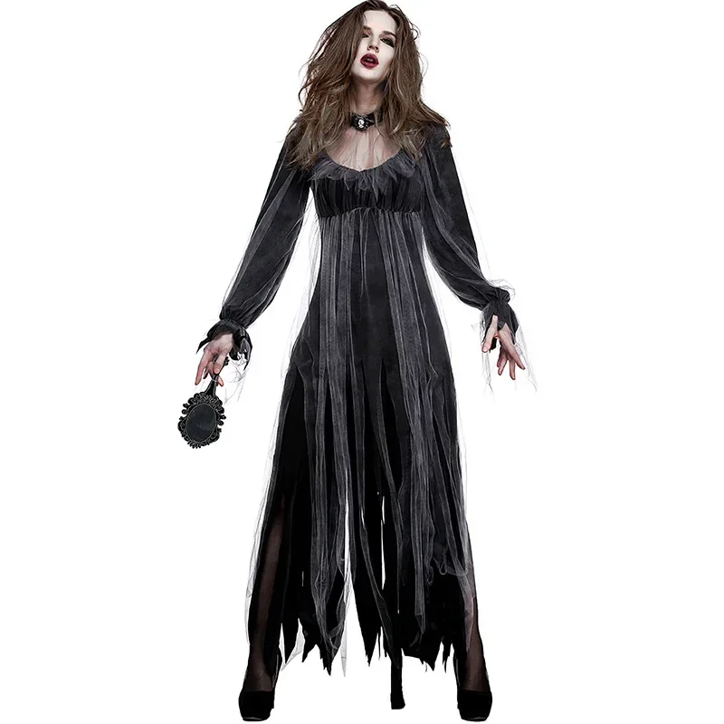 Abito da sposa morto di Halloween Costumi cosplay di amore spirituale di Halloween Costume da sposa fantasma orribile Abito lungo Costume da vampiro