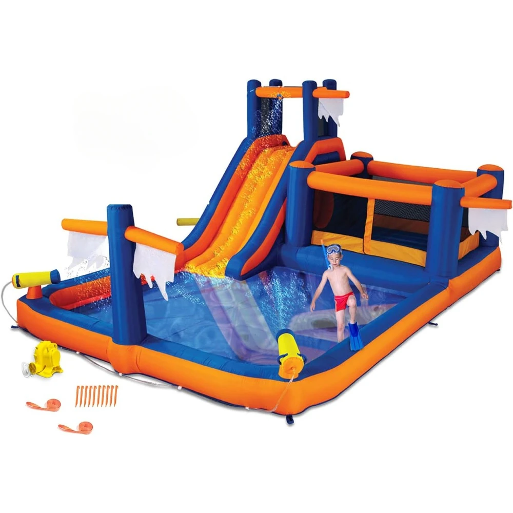 20x12 Huge Wet/Dry Bounce House Water Park  Blower Slide - Climbing Wall Tunnel - Cannons Pool Inflatables Inflatable