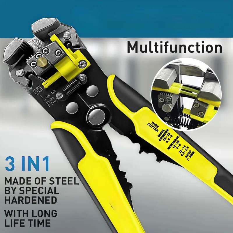 BIESUO Professional Electrician Wire Tool Cable Wire Stripper Cutter Crimper Automatic Crimping Stripping Plier