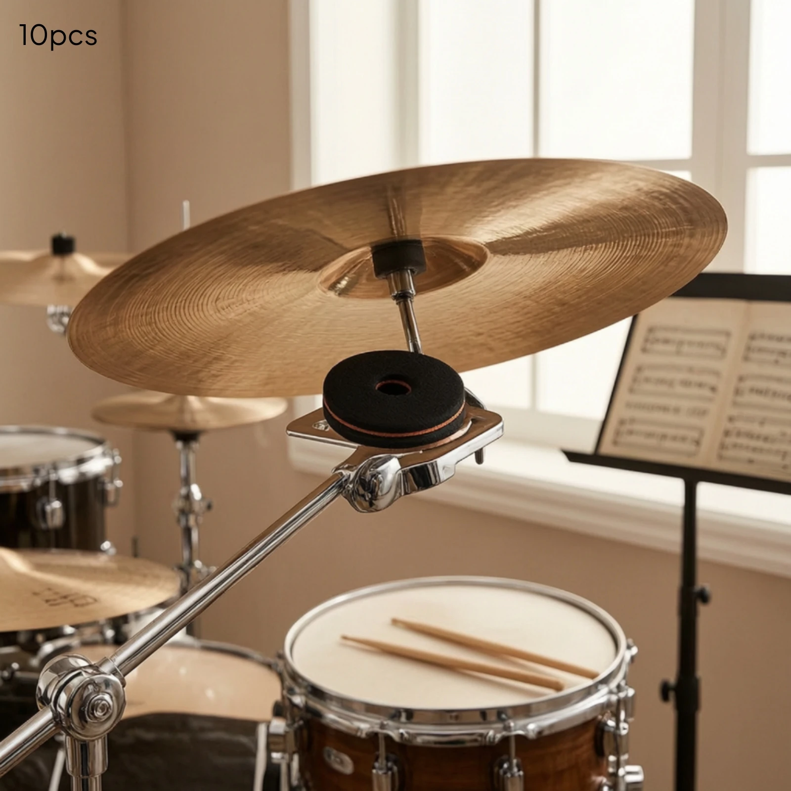 10 Pieces Drum Cymbal Felt Pad Shielding Cymbal Felt Pad Easy to Install Long-Lasting for Drummers, Rehearsal